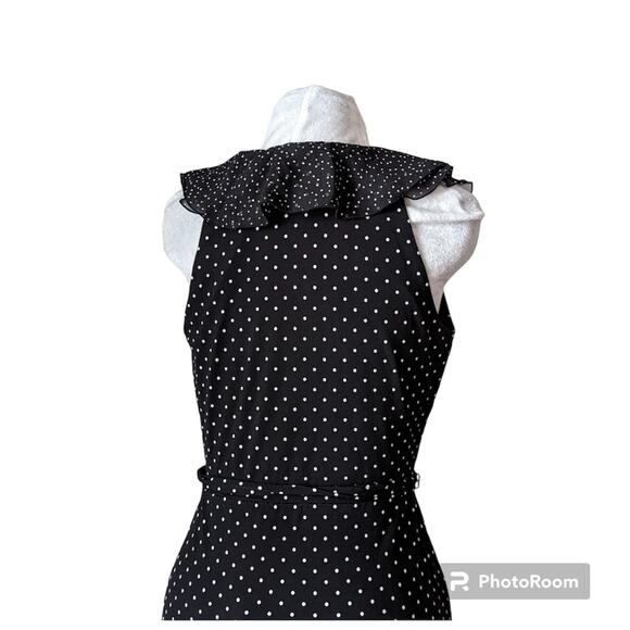 Black house white market black and white wrap ruffle polkadot dress size 10 - Picture 8 of 10